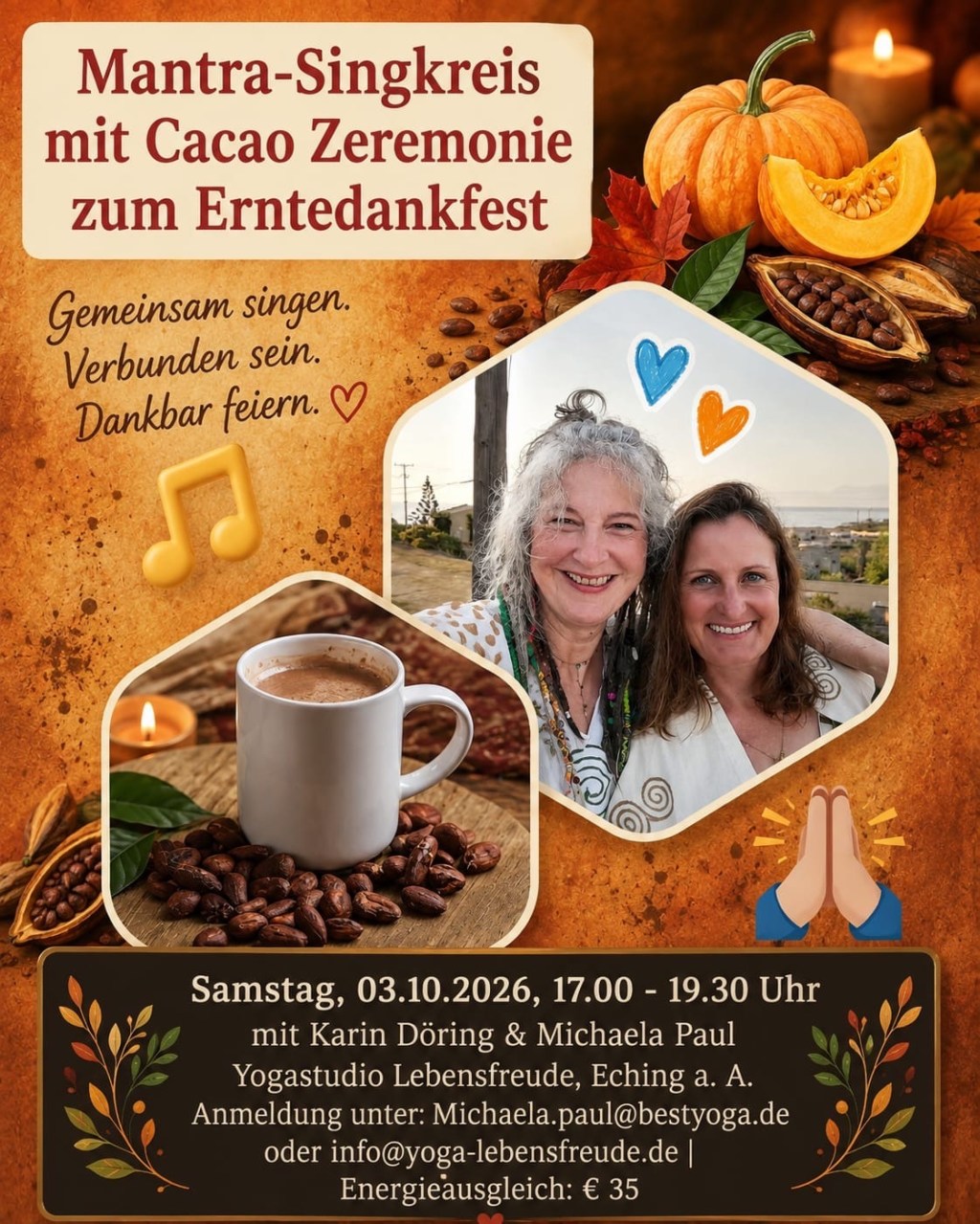 Veranstaltungen: Mantra-Singkreis mit Cacao Zeremonie zum&nbsp;Erntedankfest